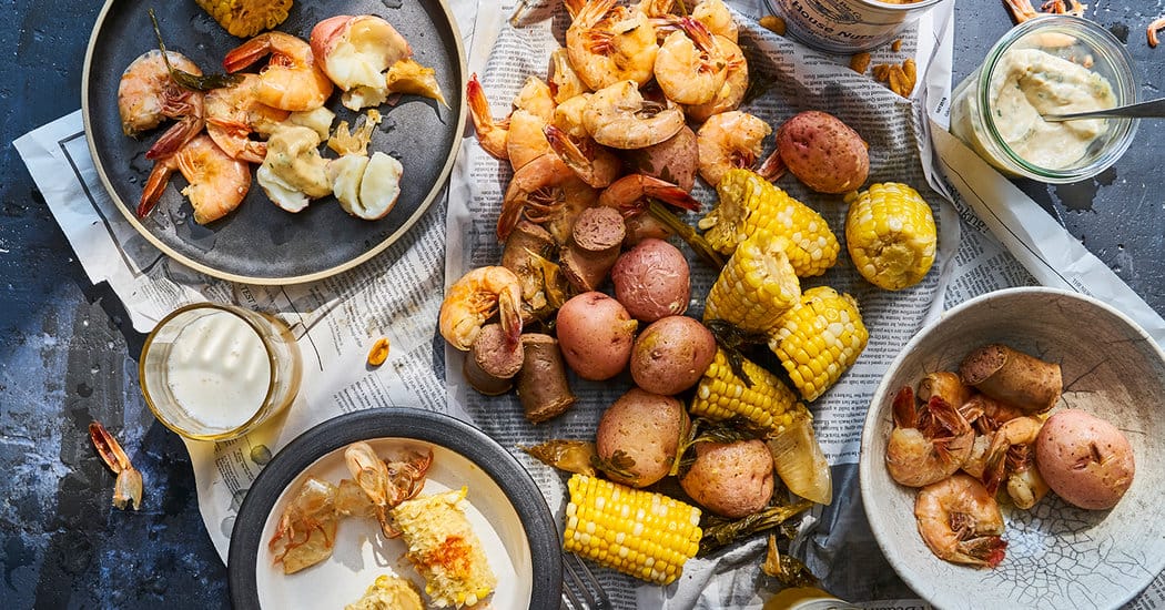 Cajun Shrimp Boil With Rémoulade; Blueberry Pancakes With Maple Sausages