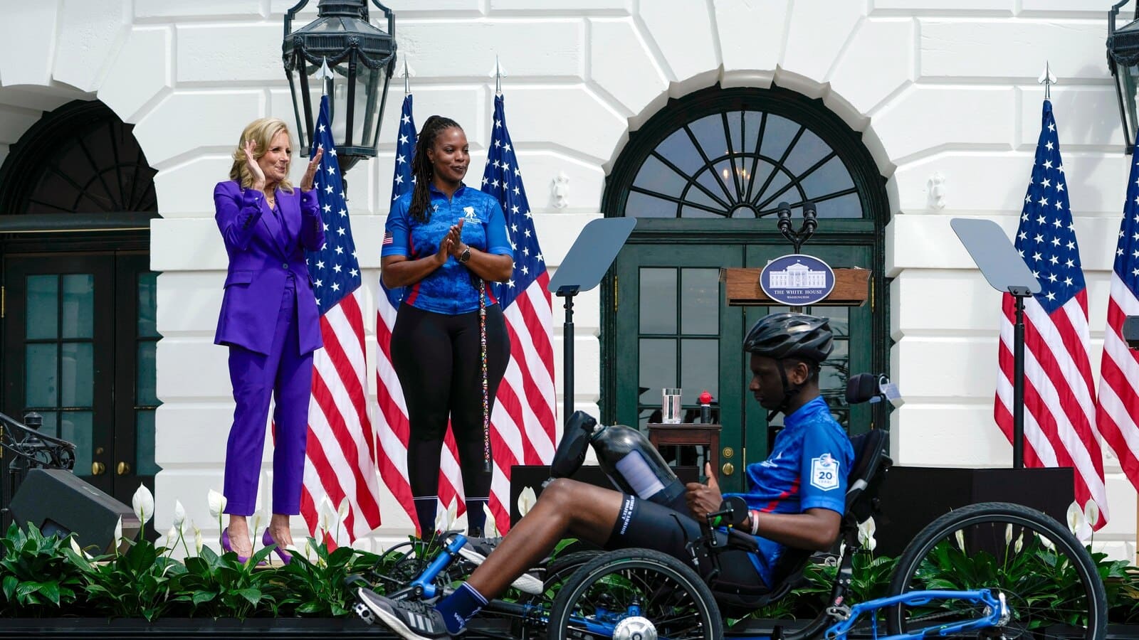 Jill Biden praises her husband’s advocacy for the military as wounded vets begin annual bike ride