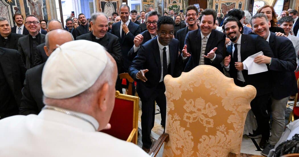 Stephen Colbert and Whoopi Goldberg Met the Pope in the Vatican. No Joke.