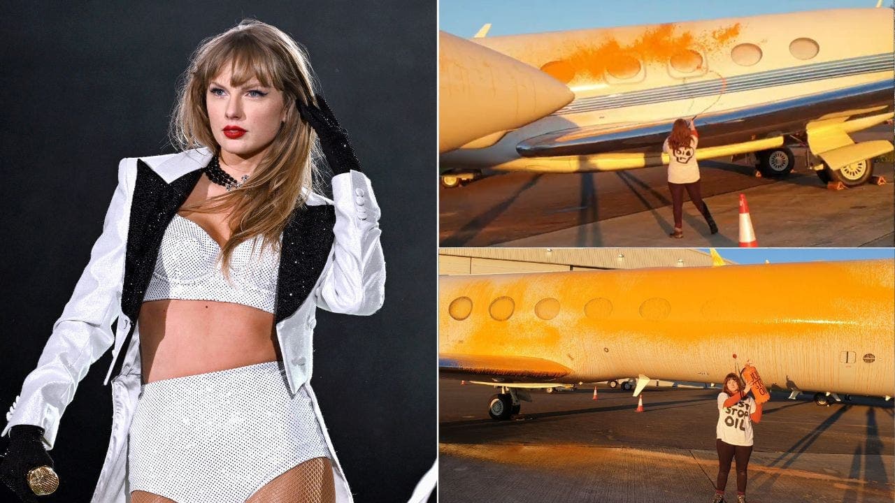 Climate activists targeting Taylor Swift’s plane spray-paint 2 other private jets orange